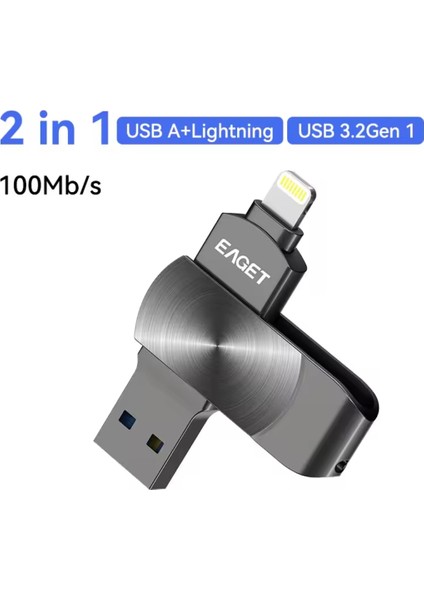 İ66 64Gb. MFi Apple Lisanslı iphone Lightning ve Usb 3.2 Süper Hızlı Orjinal Otg Çift Giriş Flash Bellek Süper Hızlı Metal Sağlam Orjinal