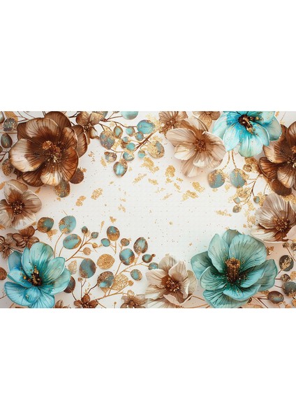 Harikabirev|su Yeşili-Kahveerengi Çiçek Kombini|çerçeveli Temperli Cam Tablo 3lü Yatay fiyatları