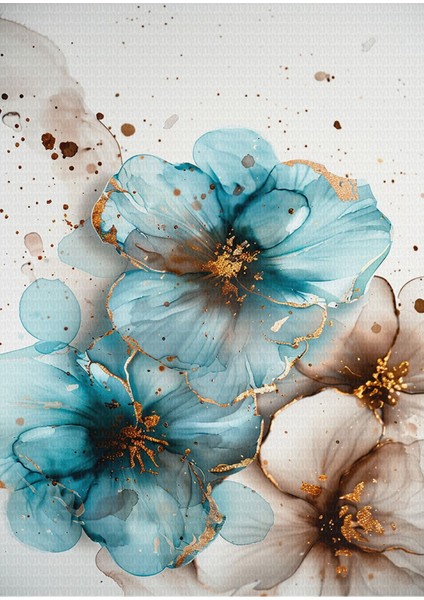 Harikabirev|su Yeşili-Kahveerengi Çiçek Kombini|çerçeveli Temperli Cam Tablo 3lü Yatay modelleri