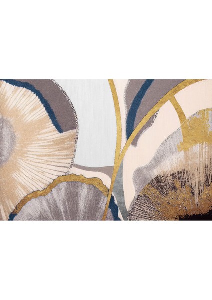 Harikabirev|krem-Gold Abstract Çiçek Kombini|çerçeveli Temperli Cam Tablo 3lü Yatay modelleri