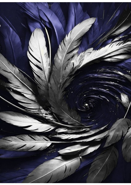 Harikabirev|lacivert-Gümüş Yapraklı Kombini|çerçeveli Cam Tablo 3lü Dikey fırsatları