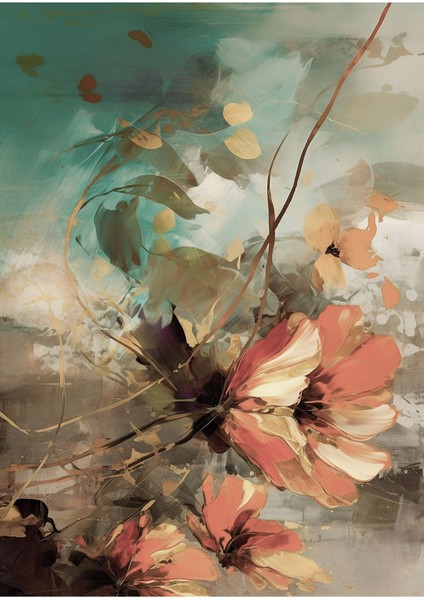 Harikabirev|soft Turuncu-Yeşil Çiçek Kombini|çerçeveli Temperli Cam Tablo 3lü Yatay fiyatları