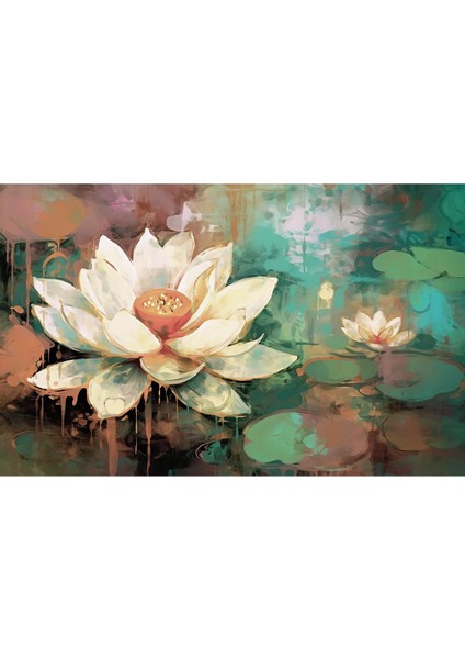 Harikabirev|soft Turuncu-Yeşil Çiçek Kombini|çerçeveli Temperli Cam Tablo 3lü Yatay modelleri