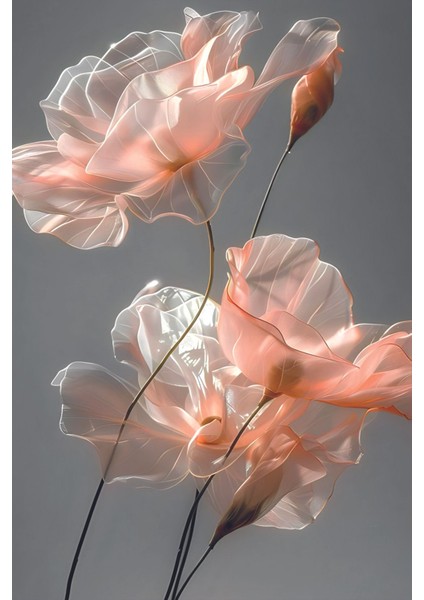 Harikabirev|özel Soft Çiçek Kombini Antrasit Gri 1|çerçeveli Cam Tablo 2li Dikey fiyatları