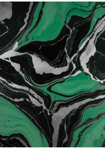 Harikabirev|yeşil-Gri Soyut Yapraklı Gül Kombini|çerçeveli Cam Tablo 3lü Dikey modelleri