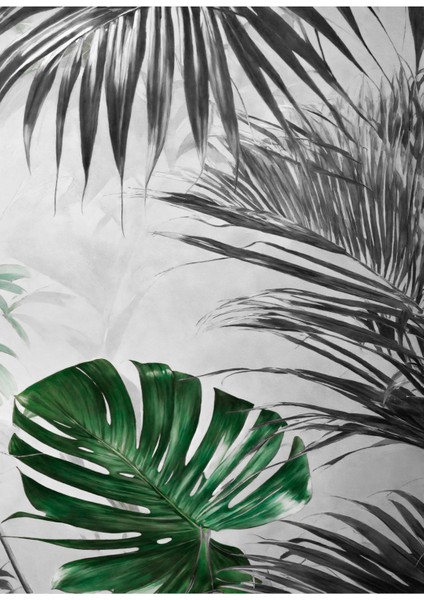 Harikabirev|yeşil-Gri Soyut Yapraklı Gül Kombini|çerçeveli Cam Tablo 3lü Dikey fırsatları