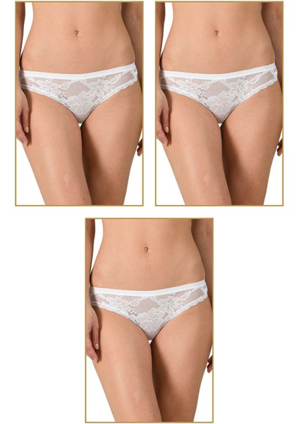 3'lü Paket Kadın Modal Pamuklu Dantelli Slip Külot