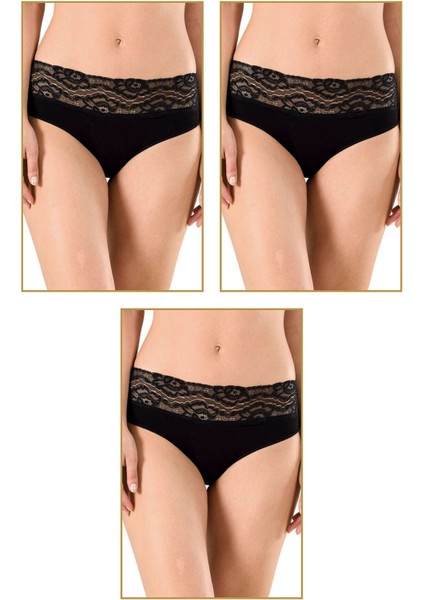 3'lü Paket Kadın Modal Pamuklu Dantelli Bato Külot