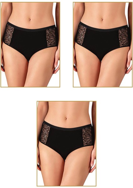 3'lü Paket Kadın Süprem Likralı Pamuklu Slip Bato Külot
