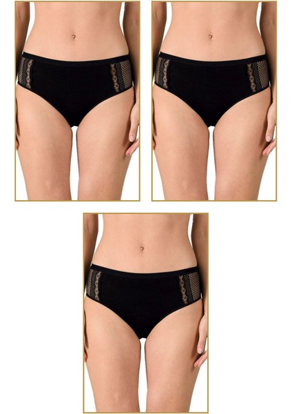 3'lü Paket Kadın Modal Pamuklu Dantelli Bato Külot