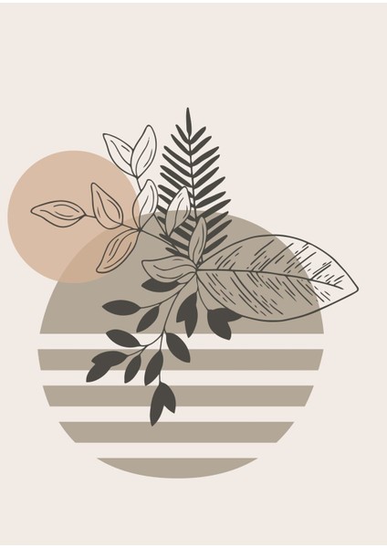 Harikabirev|soft Renkler Yapraklı Bohem Seti 006 |çerçeveli Cam Tablo 3lü Dikey fırsatları