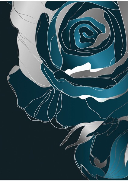 |gümüş-Turkuaz Gül Kombini |çerçeveli Cam Tablo 3lü Dikey fırsatları