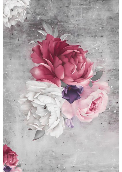 |gri-Mürdüm Çiçek Kanat Kombini |çerçeveli Cam Tablo 3lü Dikey modelleri