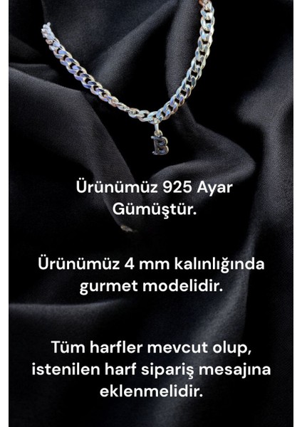 925 Ayar Gümüş 4 mm Harfli Gurmet Bileklik indirimleri