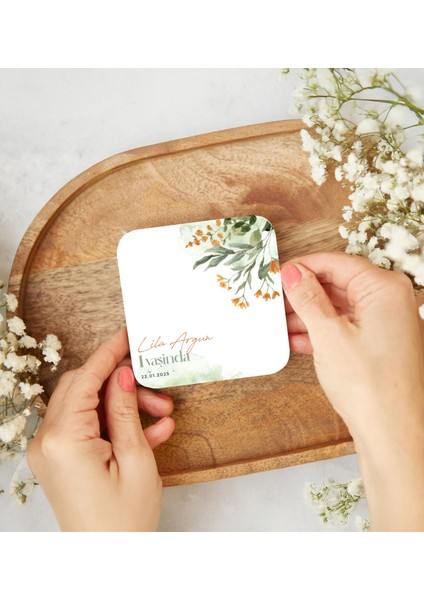 Kişiye Özel Baby Shower, Bebek Hediyelikleri Ahşap Bardak Altlıkları - 50 Adet modelleri