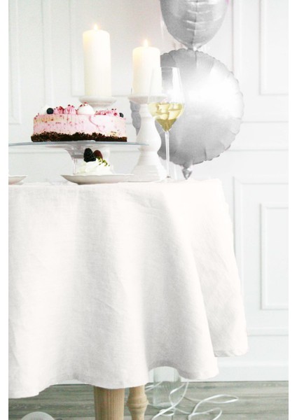 Doğal Pamuk Keten Klasik Yuvarlak Masa Örtüsü