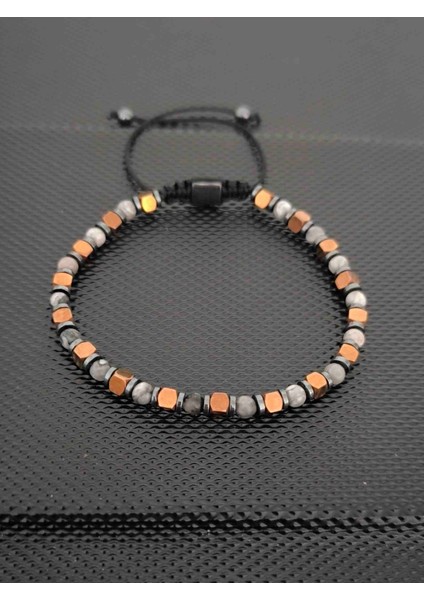 4 mm Gri Jasper-4 mm Kahverengi Küp Hematit Doğaltaş Bileklik Takı Aksesuar