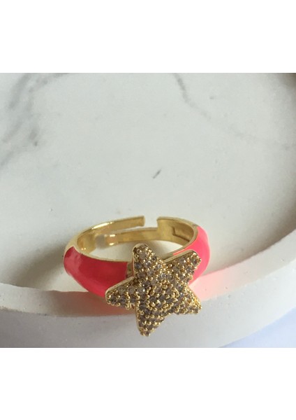 Yarı Çelik Pembe Yıldız Model Ayarlanabilir Yüzük modelleri