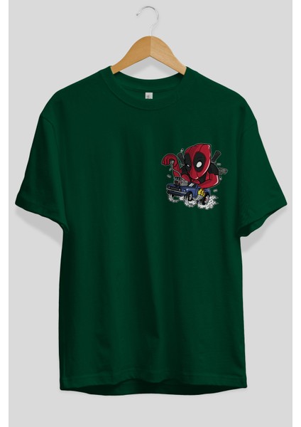 Deadpool (21) Ön Sol Baskılı Oversize T-Shirt Erkek Kadın Unisex Pamuk Bisiklet Yaka Tişort fiyatları
