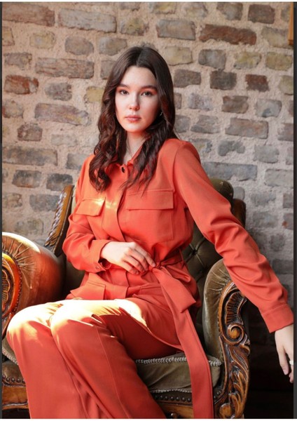 Kadın Önden Cepli Belden Bağlamalı Trençkot modelleri