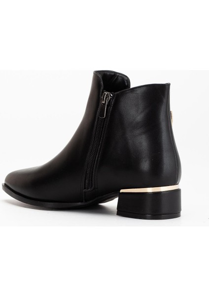 Kadın Kısa Topuklu Bot Siyah Taşlı Tokalı Bağsız indirimleri