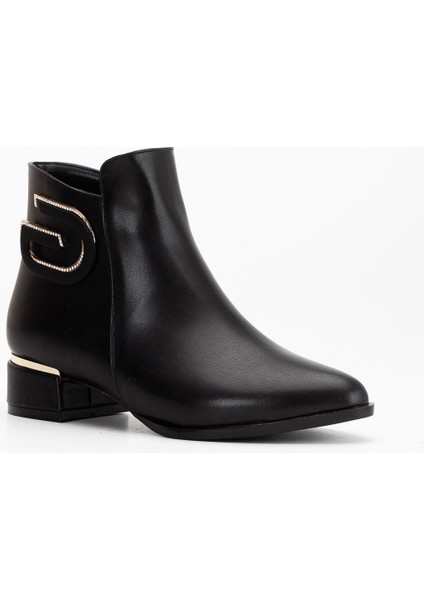Kadın Kısa Topuklu Bot Siyah Taşlı Tokalı Bağsız fırsatları