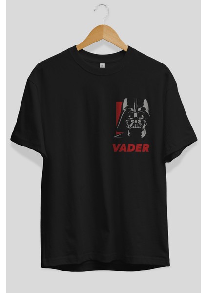 Darth Vader Ön Sol Baskılı Oversize T-Shirt Erkek Kadın Unisex Pamuk Bisiklet Yaka Tişort fiyatları