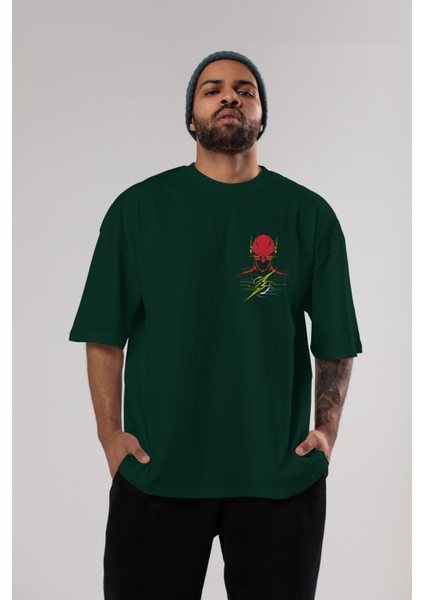 Flash Avengers (2) Ön Sol Baskılı Oversize T-Shirt Erkek Kadın Unisex Pamuk Bisiklet Yaka Tişort indirimleri