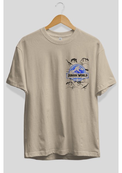 Jurassic Park (5) Ön Sol Baskılı Oversize T-Shirt Erkek Kadın Unisex Pamuk Bisiklet Yaka Tişort fiyatları