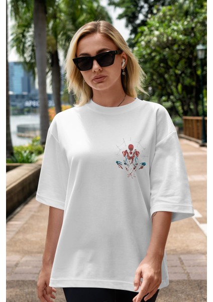 Spiderman (15) Ön Sol Baskılı Oversize T-Shirt Erkek Kadın Unisex Pamuk Bisiklet Yaka Tişort indirimleri