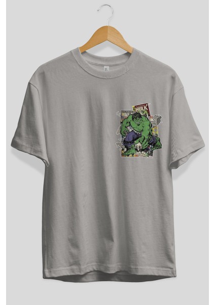 Hulk Ön Sol Baskılı Oversize T-Shirt Erkek Kadın Unisex Pamuk Bisiklet Yaka Tişort fiyatları