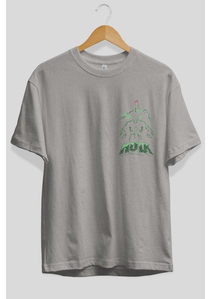 Hulk (11) Ön Sol Baskılı Oversize T-Shirt Erkek Kadın Unisex Pamuk Bisiklet Yaka Tişort fiyatları