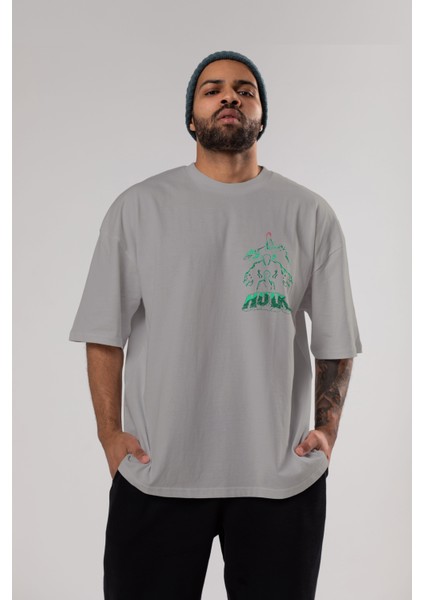 Hulk (11) Ön Sol Baskılı Oversize T-Shirt Erkek Kadın Unisex Pamuk Bisiklet Yaka Tişort indirimleri