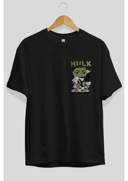 Hulk (9) Ön Sol Baskılı Oversize T-Shirt Erkek Kadın Unisex Pamuk Bisiklet Yaka Tişort fiyatları