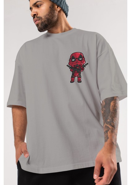 Deadpool (22) Ön Sol Baskılı Oversize T-Shirt Erkek Kadın Unisex Pamuk Bisiklet Yaka Tişort modelleri
