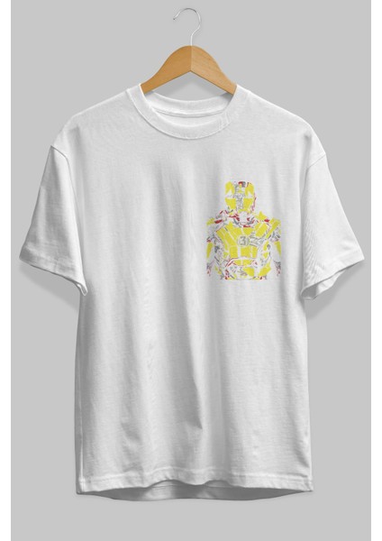 Iron Man (5) Ön Sol Baskılı Oversize T-Shirt Erkek Kadın Unisex Pamuk Bisiklet Yaka Tişort