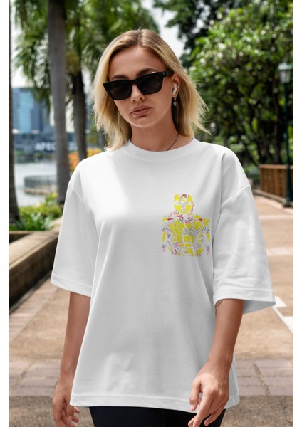 Iron Man (5) Ön Sol Baskılı Oversize T-Shirt Erkek Kadın Unisex Pamuk Bisiklet Yaka Tişort