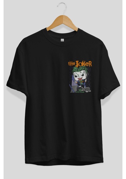 Joker (6) Ön Sol Baskılı Oversize T-Shirt Erkek Kadın Unisex Pamuk Bisiklet Yaka Tişort fiyatları