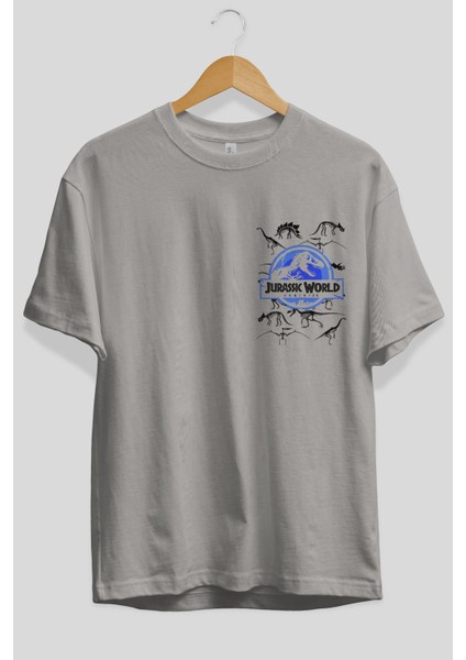 Jurassic Park (5) Ön Sol Baskılı Oversize T-Shirt Erkek Kadın Unisex Pamuk Bisiklet Yaka Tişort fiyatları