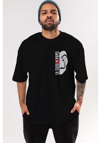 La Casa De Papel (3) Ön Sol Baskılı Oversize T-Shirt Erkek Kadın Unisex Pamuk Bisiklet Yaka Tişort