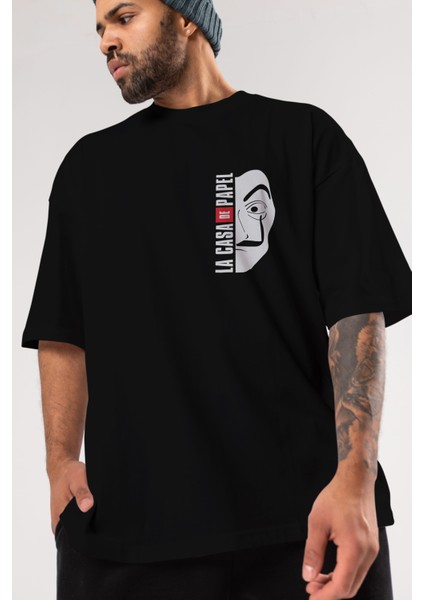 La Casa De Papel (3) Ön Sol Baskılı Oversize T-Shirt Erkek Kadın Unisex Pamuk Bisiklet Yaka Tişort