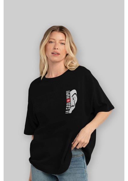 La Casa De Papel (3) Ön Sol Baskılı Oversize T-Shirt Erkek Kadın Unisex Pamuk Bisiklet Yaka Tişort
