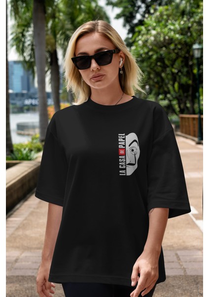 La Casa De Papel (3) Ön Sol Baskılı Oversize T-Shirt Erkek Kadın Unisex Pamuk Bisiklet Yaka Tişort