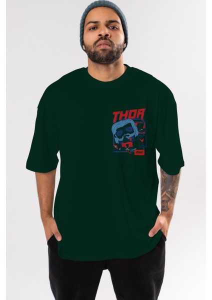 Thor Ön Sol Baskılı Oversize T-Shirt Erkek Kadın Unisex Pamuk Bisiklet Yaka Tişort