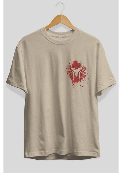 Spiderman (10) Ön Sol Baskılı Oversize T-Shirt Erkek Kadın Unisex Pamuk Bisiklet Yaka Tişort fiyatları