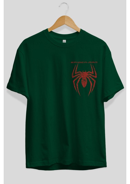 Spiderman (11) Ön Sol Baskılı Oversize T-Shirt Erkek Kadın Unisex Pamuk Bisiklet Yaka Tişort fiyatları