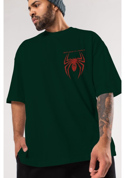 Spiderman (11) Ön Sol Baskılı Oversize T-Shirt Erkek Kadın Unisex Pamuk Bisiklet Yaka Tişort modelleri