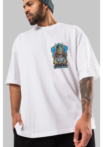 Thor Love And Thunder Ön Sol Baskılı Oversize T-Shirt Erkek Kadın Unisex Pamuk Bisiklet Yaka Tişort modelleri