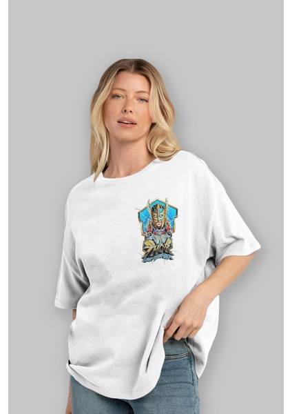 Thor Love And Thunder Ön Sol Baskılı Oversize T-Shirt Erkek Kadın Unisex Pamuk Bisiklet Yaka Tişort fırsatları