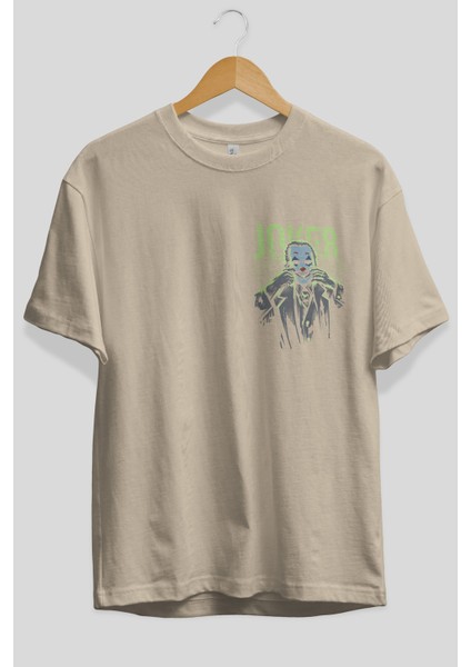 Joker (9) Ön Sol Baskılı Oversize T-Shirt Erkek Kadın Unisex Pamuk Bisiklet Yaka Tişort fiyatları